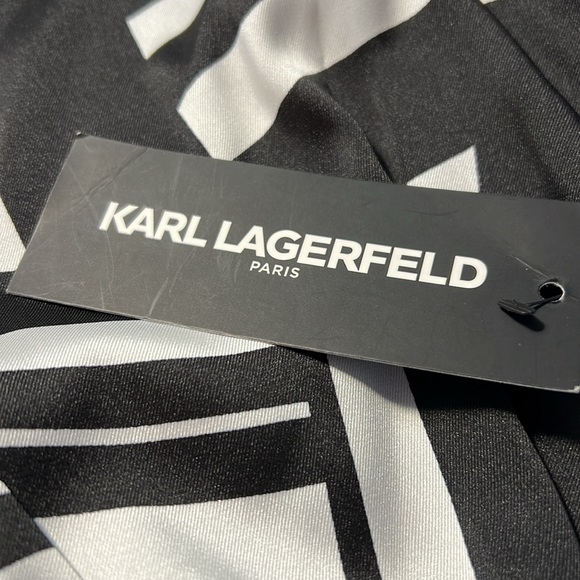 Karl Lagerfeld NWT Size 2 Black White Short Sleeve Ruffle Hem Mini Dress  (0483) - Picture 11 of 14